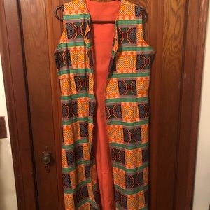Kente cloth long vest
